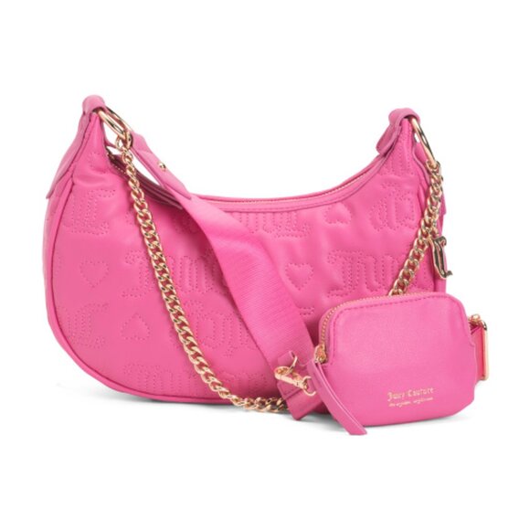 JUICY COUTURE Leather Puff Half Moon Crossbody - Picture 1 of 3